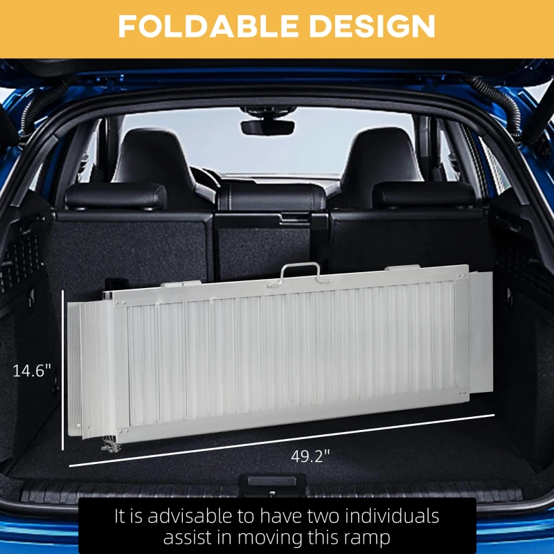 HOMCOM 4' Portable Wheelchair Ramp Aluminum Threshold Mobility Single-fold for Scooter with Carrying Handle