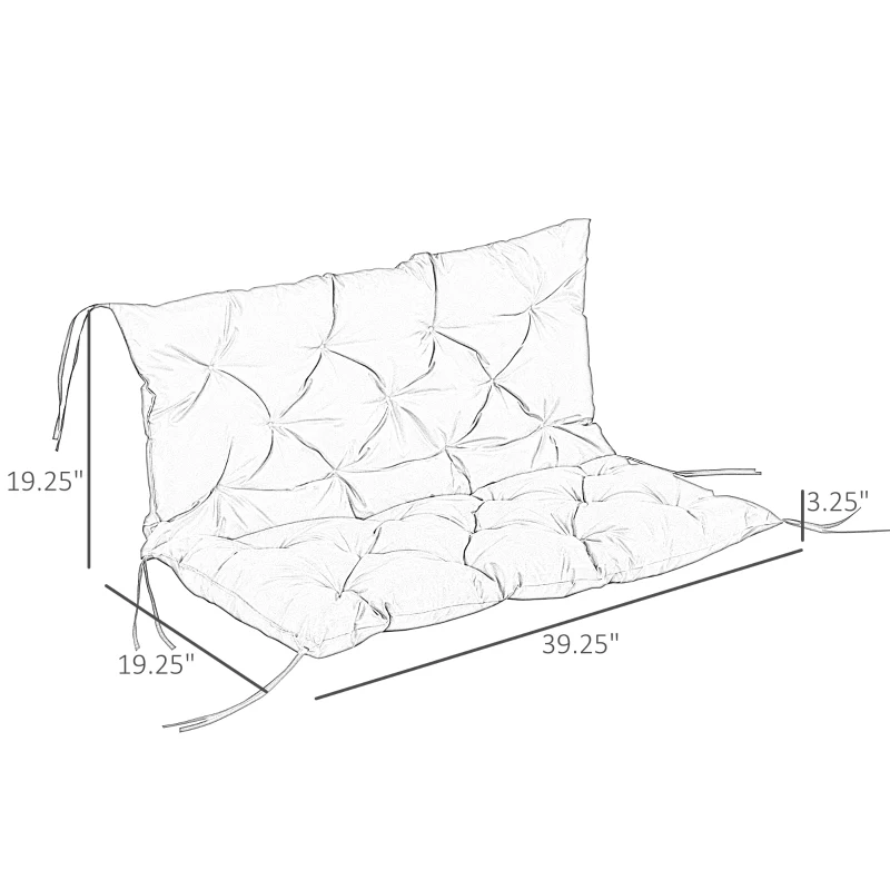 Outsunny Porch Swing Cushion Garden Bench Cushion with Backrest, Non-Slip 2-seater Soft Pad, Swing Chair Mat Replacement for Indoor and Outdoor, 39.4" x 38.6", Black