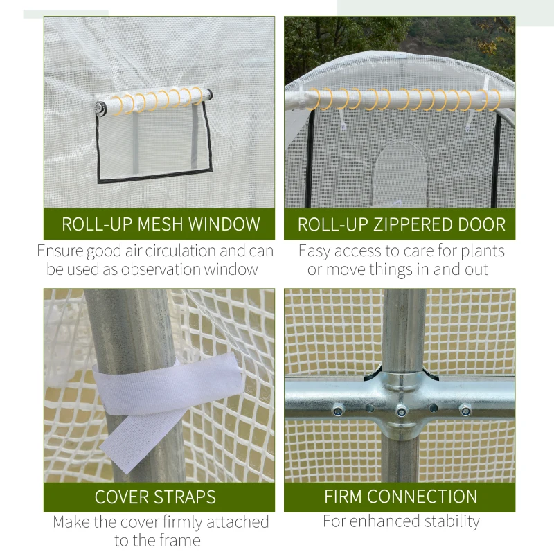 Outsunny 9.6' x 6.5' x 6.2' Walk-In Greenhouse w/ 2 Doors & Windows, White