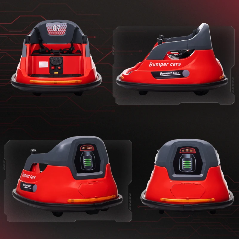 Aosom Bumper Car 12V 360° Rotation Electric Car for Kids, with Remote Control, Lights, Music, for 1.5-5 Years Old, Red