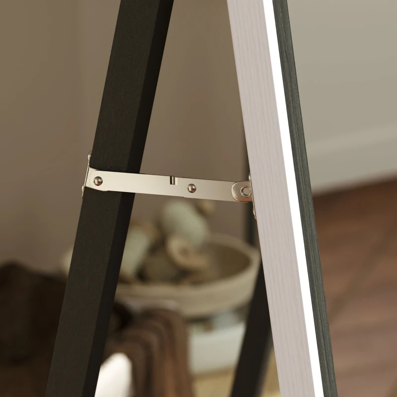 HOMCOM Floor Standing Mirror, Full Length Mirror, Free Standing, Leaning or Wall Mirror with Frame for Bedroom, Grey Wood Grain
