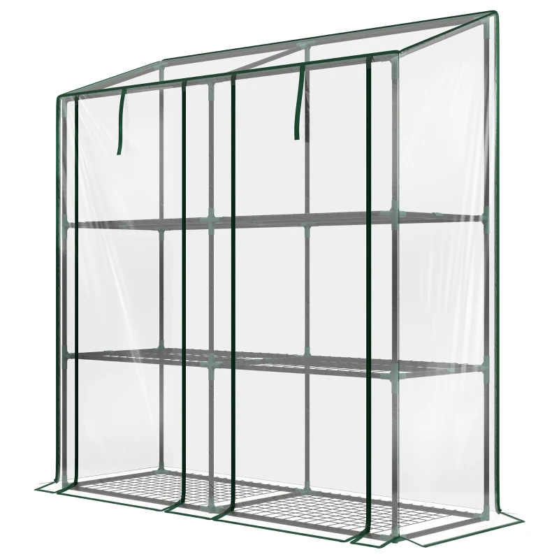 Outsunny Portable Mini Greenhouse Green House with 3 Tier Shelves, Reinforced Cover, Roll-up Doors, 56.3" x 18.1" x 59.4"