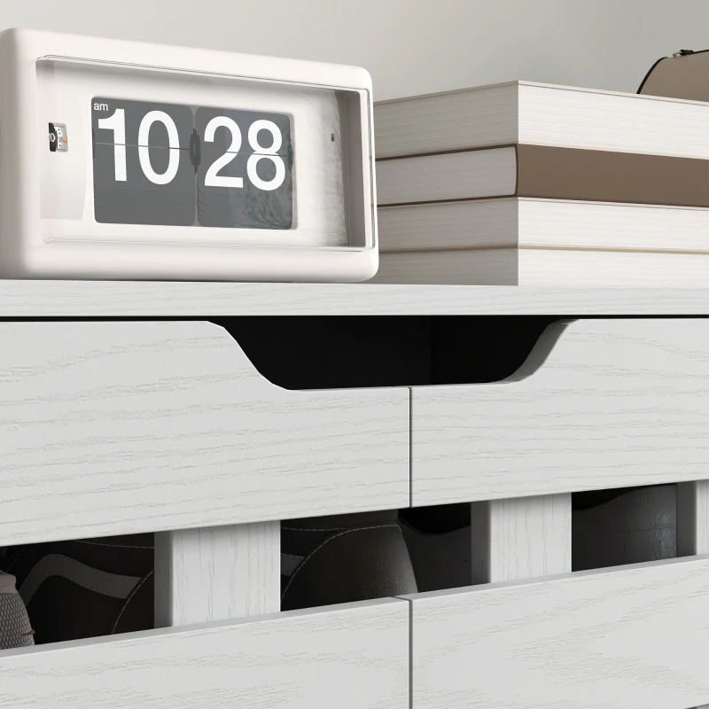 HOMCOM Shoe Cabinet, 21 Pair Shoe Storage Cabinet Organizer with 5-tier Double Door Cupboard and 5-tier Open Shelves, White