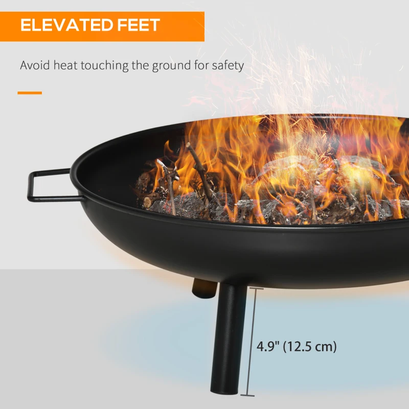 Outsunny 23" Round Outdoor Fire Pit, Portable Firepit Fireplace with Support Legs for Garden, Patio, Camping, Bonfire, Black