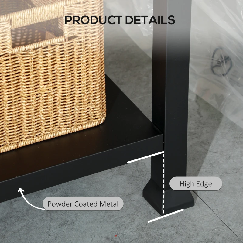 Outsunny 3-Shelf Outdoor Grill Cart Table with Side Handle, Stainless Steel Pizza Oven Stand on Wheels, Black