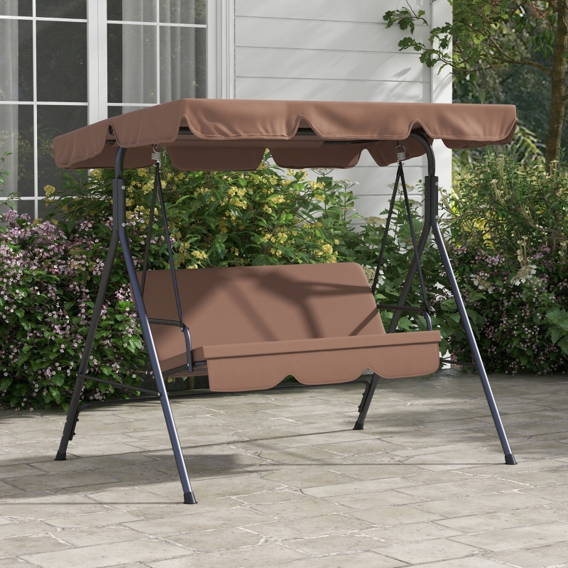 Outsunny 3-Seater Outdoor Porch Swing with Adjustable Canopy
