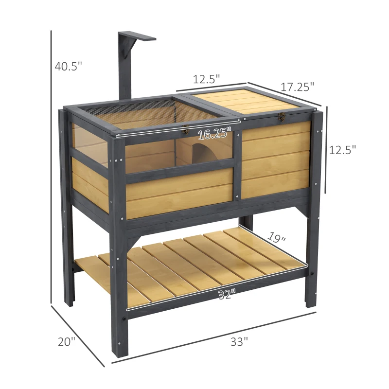 PawHut Tortoise Habitat with Shelf Storage Tortoise Gift Accessory with Weather Protection for Indoor, Yellow