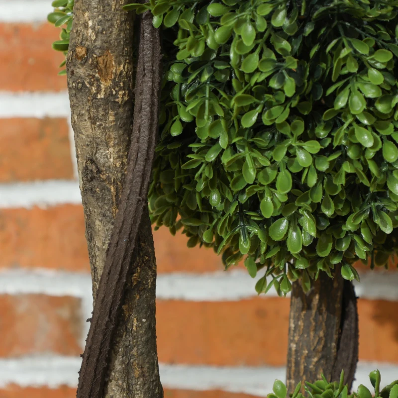 HOMCOM 45.3" Artificial Ball Boxwood Topiary Tree Fake Plant in Pot for Indoor Outdoor Living Room Decoration Light Green