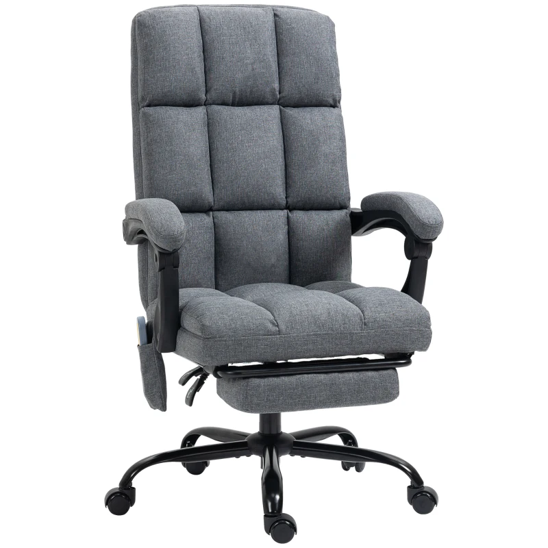 Vinsetto Massage Office Chair with 4 Vibration Points, Reclining Computer Chair with USB Port and Footrest - Dark Gray