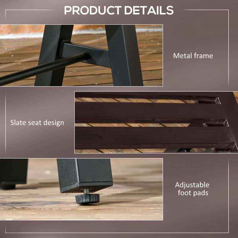 Outsunny Patio Wooden Bench, Outdoor Garden Bench with Slatted Seat, Front Porch Loveseat for Conservatory, Garden, Poolside, Deck, Brown