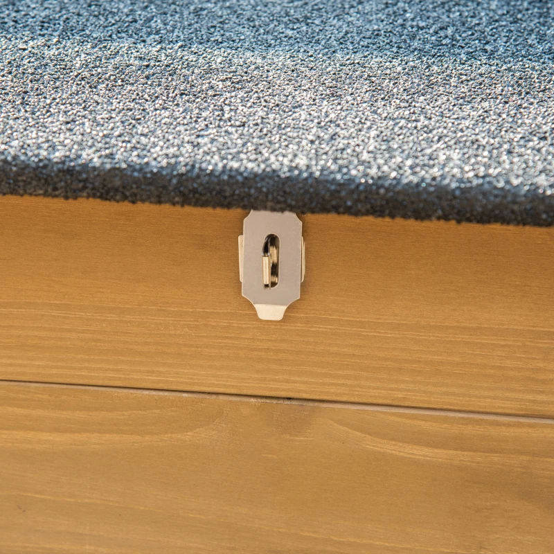 PawHut Wooden Outdoor Dog House, Cabin-Style Pet House with Feeding Bowls, Asphalt Roof, Storage Box for Dogs Up To 66 Lbs., Natural