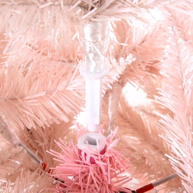 HOMCOM 5ft Unlit Spruce Artificial Christmas Tree with Realistic Branches and 450 Tips, Pink