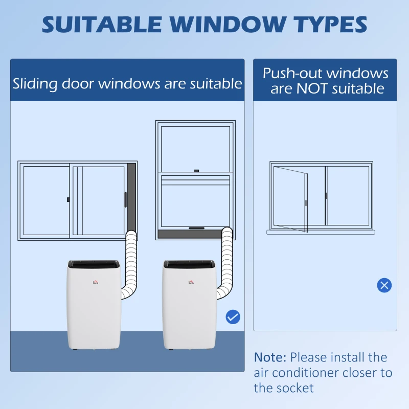 HOMCOM 12,000 BTU Mobile Air Conditioner 549 Sq. Ft., Dehumidifier Fan Auto Sleep with 24H Timer On/Off, Window Kit