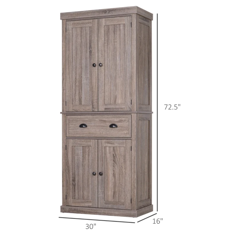 HOMCOM Long Standing Kitchen Cabinet w/ 2 Drawers MDF Board, Wood Grain