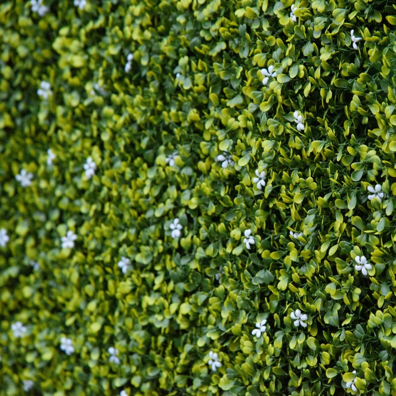 Outsunny 12PCs Grass Wall Panels, 20" x 20" Artificial Grass Wall Decor, Greenery Backdrop Panels Wall for Outdoor, Indoor, Garden, Fence, Backyard, Green and White