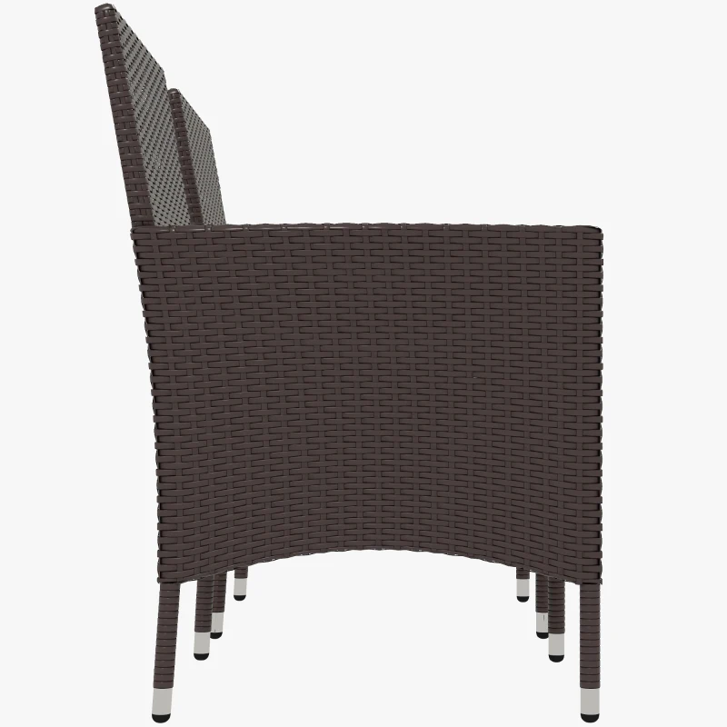 Outsunny 2pcs Rattan Chair Set Garden Wicker Seat Outdoor Patio Furniture with Armrest, Dark Coffee