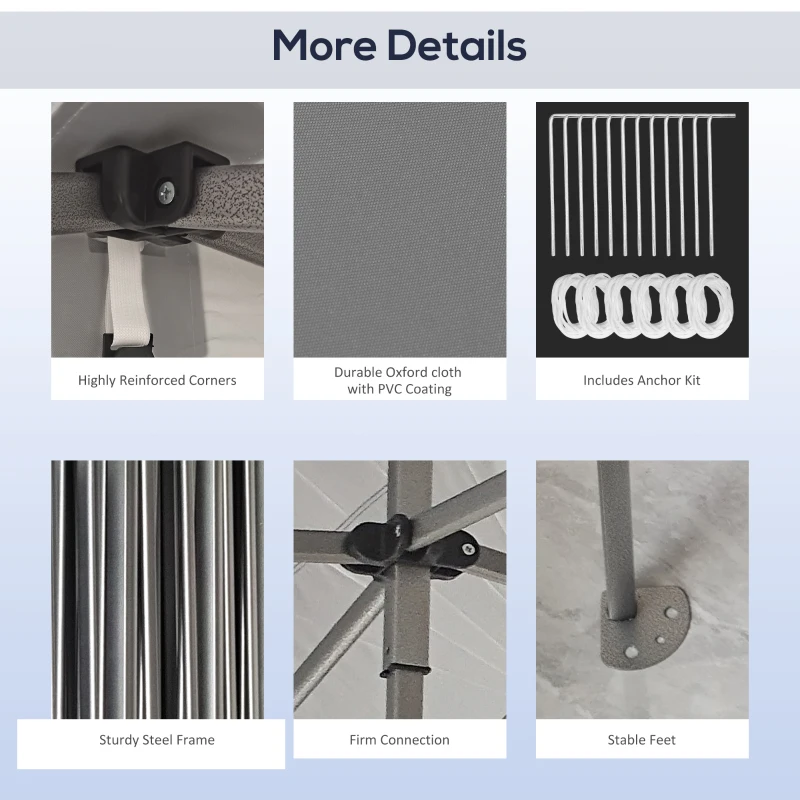 Outsunny 10' x 20' Pop Up Canopy Tent, Outdoor Easy up Tent with 3-Level Adjustable Height, Wheeled Carry Bag, Gray