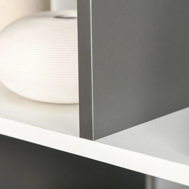 HOMCOM 3-Tier Wooden Bookcase, Display Shelf Freestanding Decorative Storage Shelving, Home Office Grey and White