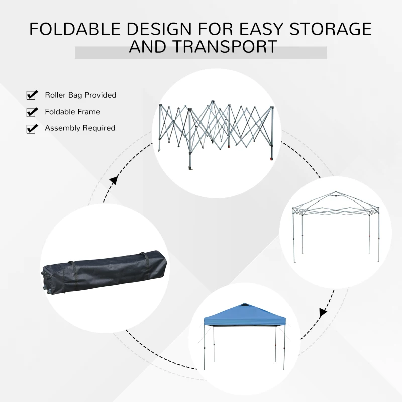 Outsunny 10' x 10' Pop Up Canopy Tent, Instant Sun Shelter with 3-Level Adjustable Height, Top Vents and Wheeled Carry Bag for Outdoor, Garden, Patio, Blue