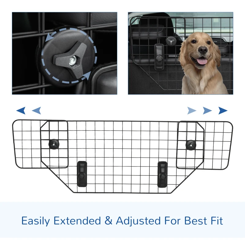 PawHut 35.5" - 47" Vehicle Pet Barrier, Adjustable Dog Fence for Car SUV Truck, Universal Fit Expandable Safe Guard Gate, Black