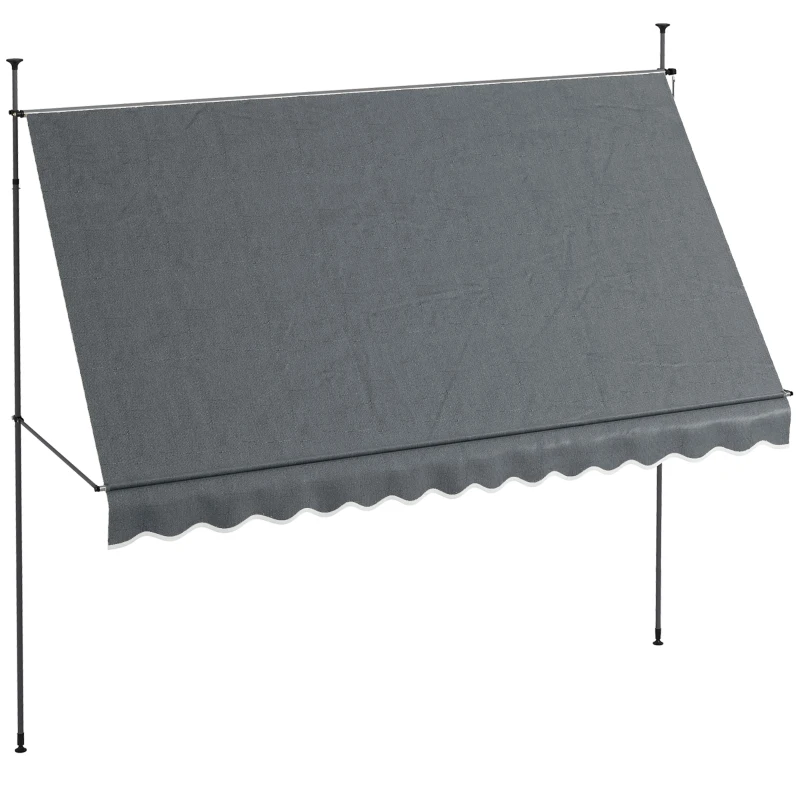 Outsunny 11.5' x 4' Manual Retractable Awning, Non-Screw Freestanding Patio Awning, UV Resistant, for Window or Door, Dark Grey