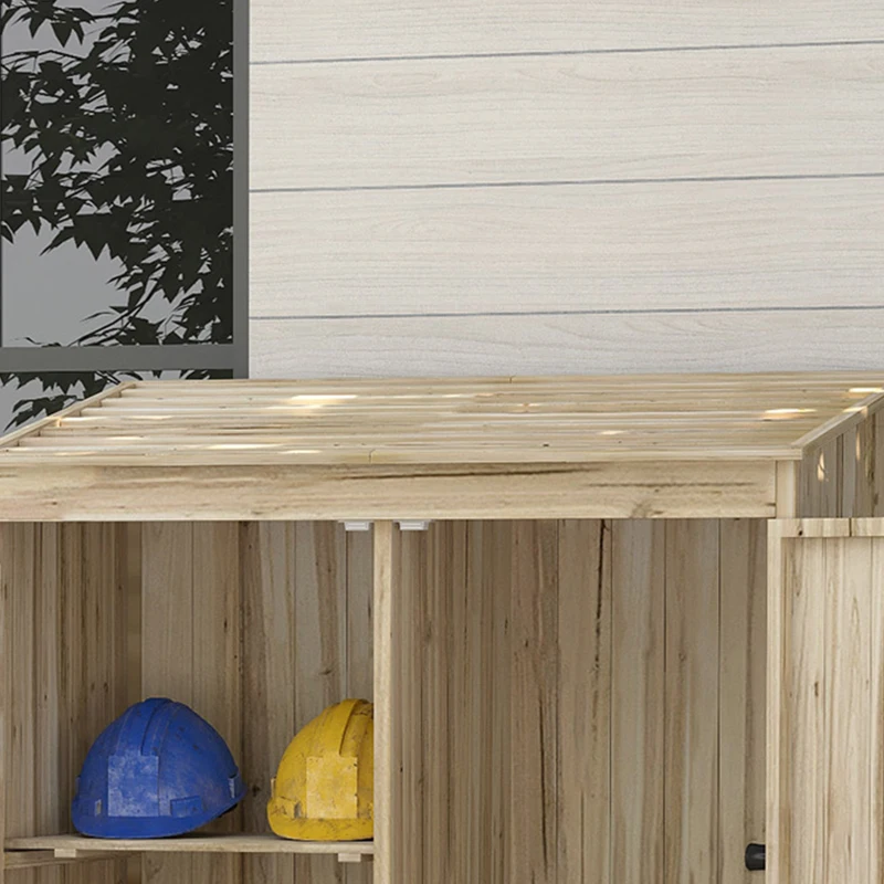 Outsunny Wooden Garden Shed Tool Storage, Garden Shed with Double Magnet Doors, Tilted Roof, 47.25"  x 22.5" x 72'', Natural