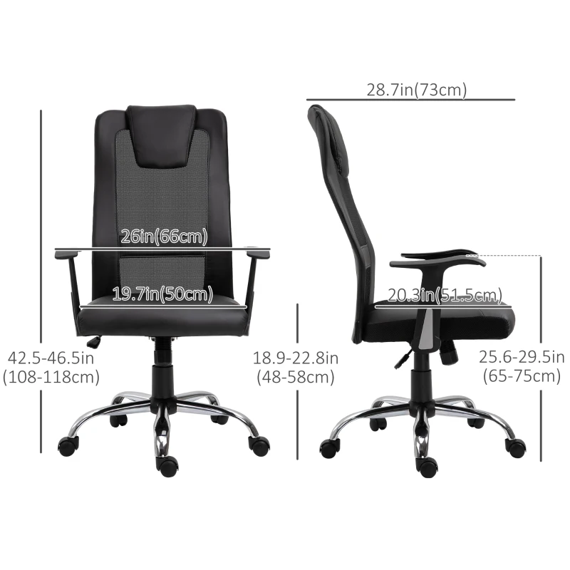 Vinsetto Ergonomic Office Chair with Thick Padded Headrest, Mesh Computer Desk Chair with Tilt Function, Armrest, Black