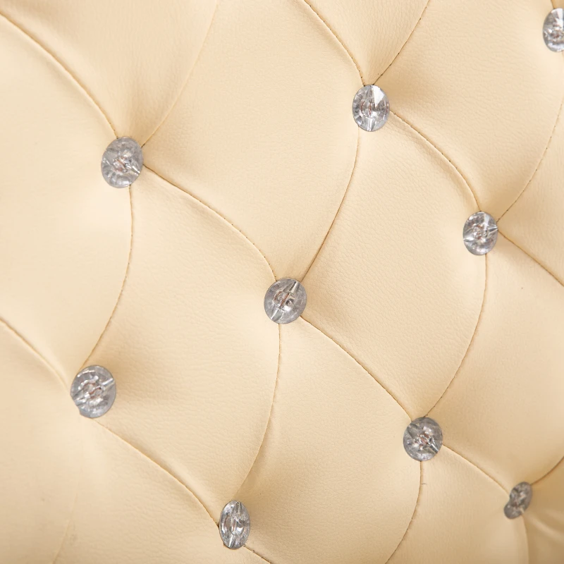 Vinsetto PU Leather Home Office Chair, Button Tufted Desk Chair with Padded Armrests, Adjustable Height and Swivel Wheels, Beige