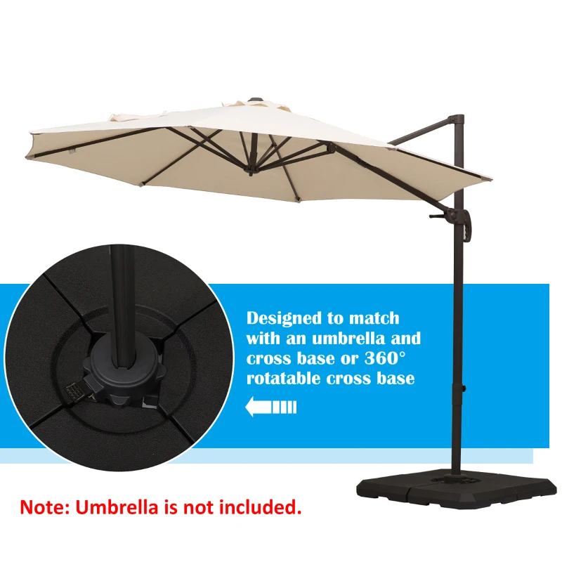 Outsunny 4-Piece Heavy Duty Cantilever Offset Umbrella Stand Base Weight, 264 lb. Capacity, Easy to Fill with Water or Sand