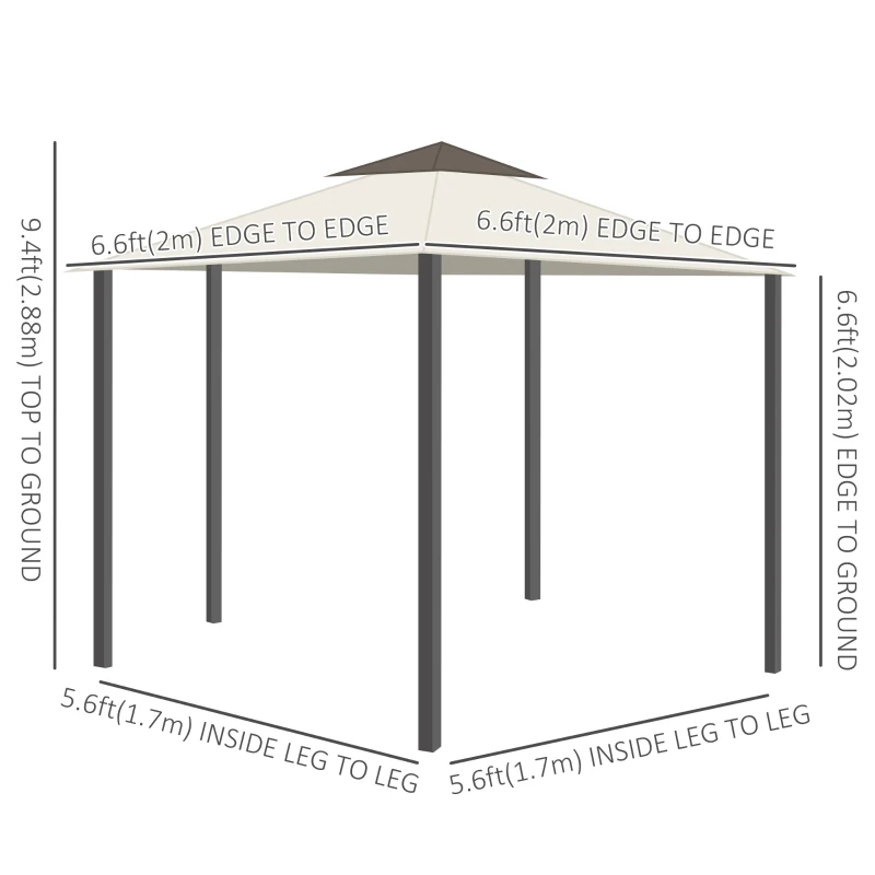 Outsunny 13x13ft Hexagonal Patio Gazebo, Double Roof Garden Pavilion Outdoor Marquee Canopy Wedding Party Tent Shelter with Sidewall Panels
