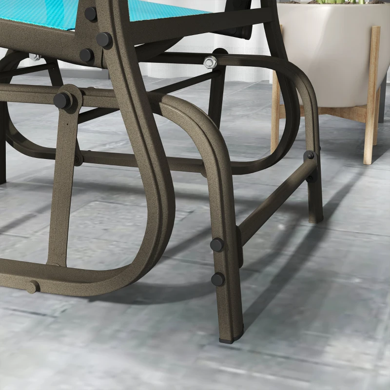 Outsunny Outdoor Glider Chair Patio Glider Swing Chair with Mesh Seat, Steel Frame for Backyard, Garden, Porch, Blue