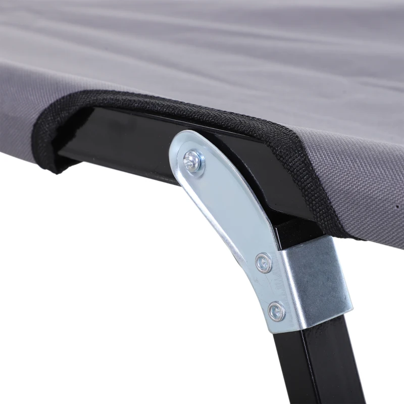 Outsunny 2 Person Folding Camping Cot for Adults, 50" Extra Wide Outdoor Portable Sleeping Cot with Carry Bag, Elevated Camping Bed, Beach Hiking, Grey