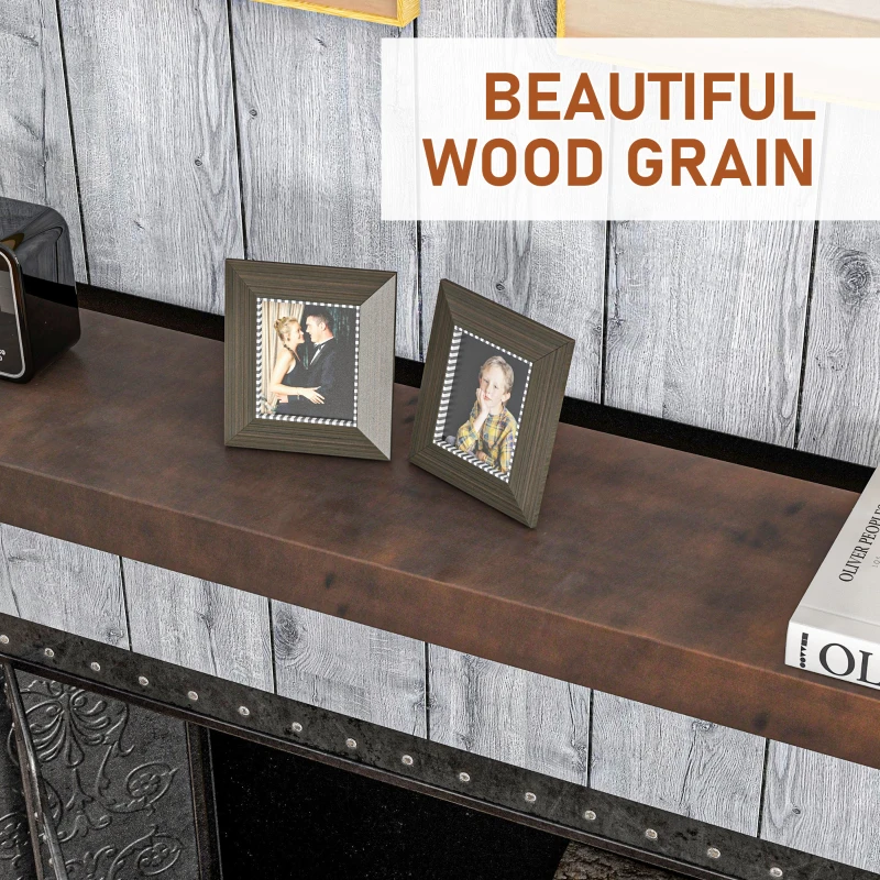 HOMCOM 48" Fireplace Mantel, Fir Wood Floating Shelf, Wall Mounted, Walnut Brown