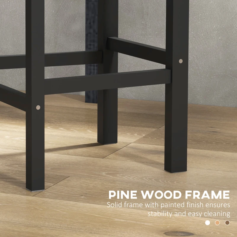 HOMCOM Counter Height Stools Set of 2, Farmhouse Bar Stools with Backs, Solid Wood Counter Stools for Kitchen Island