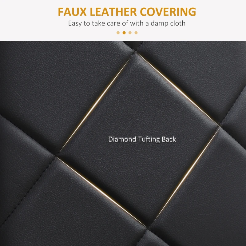 HOMCOM Dining Chairs Set of 4, Modern Accent Chair with High Back, Upholstery Faux Leather and Steel Legs for Living Room, Kitchen, Black