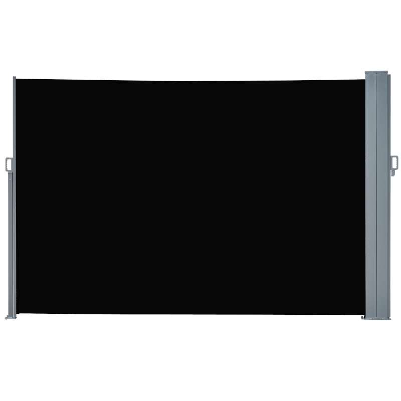Outsunny Patio Retractable Double Side Awning, Folding Privacy French Screen Fence, Privacy Wall Corner Divider, Garden Outdoor Sun Shade Wind Screen, Indoor Room Divider, Black