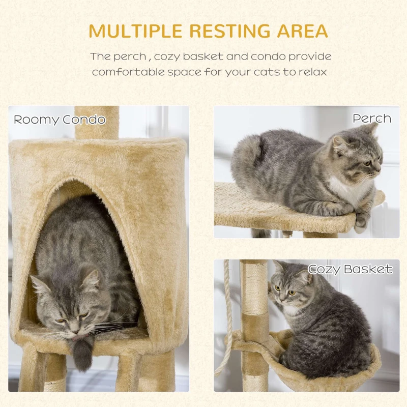 PawHut 37.8” Cat Activity Tree Tower Center Scratching Pet Furniture Brown