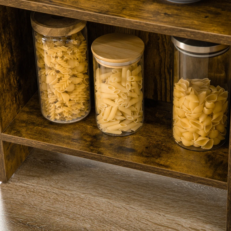 HOMCOM Counter Height Table with Drop Leaf, Extendable Bar Table with Adjustable Storage Shelf, Rustic Brown