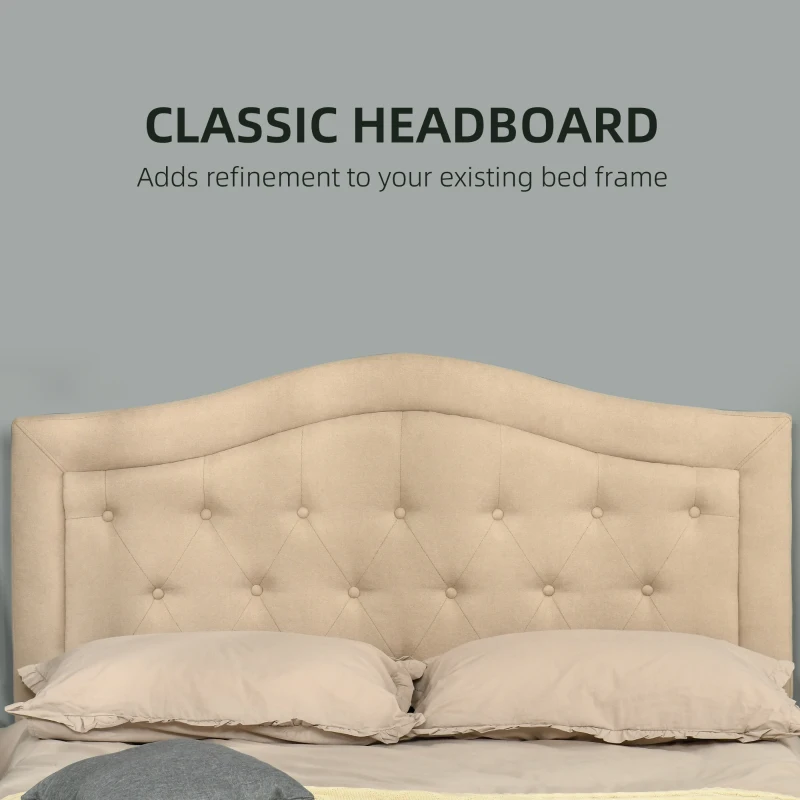 HOMCOM Upholstered Headboard, Button Tufted Bedhead Board, Home Bedroom Decoration for Full-Sized Beds, Beige
