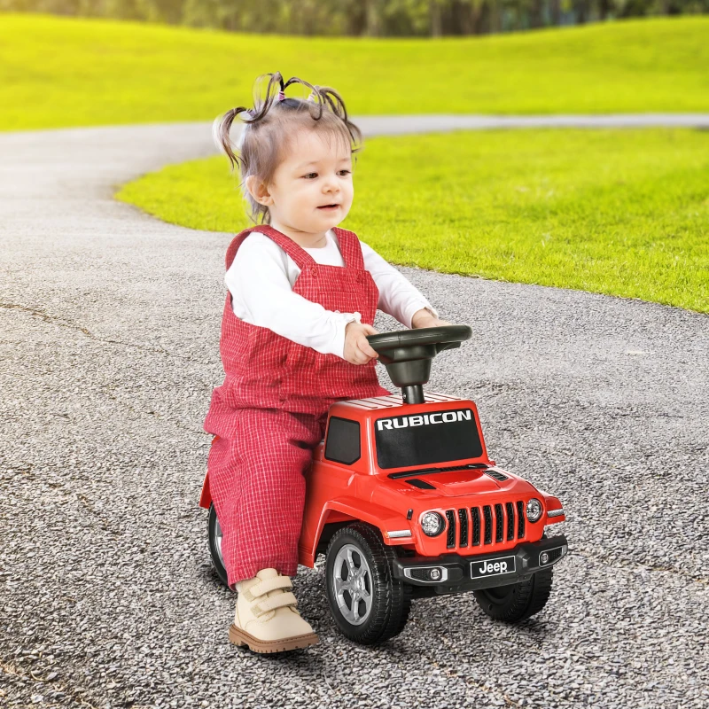 Aosom Kids Ride on Push Car, with Engine Sounds & Under-Seat Storage, Foot-to-Floor Ride on Sliding Car with Horn, Sit and Scoot Ride on Toy, Ages 1.5-3 Years, Red