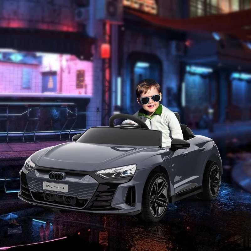 Aosom 12V Licensed Audi RS E-tron GT Kids Ride on Car with Remote Control, Suspension, Horn, Music, Lights, Gray