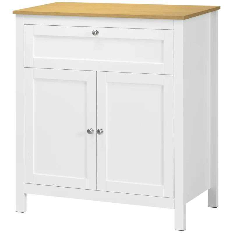 HOMCOM Sideboard Cabinet, Buffet Table with Drawer, Double Door Cupboard and Adjustable Shelf for Living Room, Entryway, White