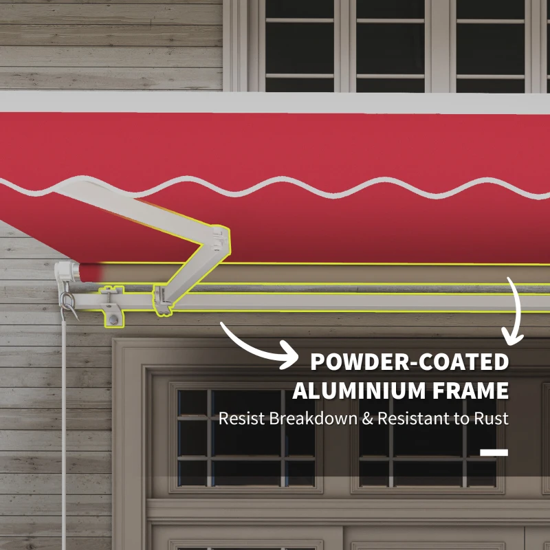 Outsunny 12' x 10' Retractable Awning Patio UV Resistant Fabric and Aluminum Frame for Deck, Balcony, Yard, Wine Red