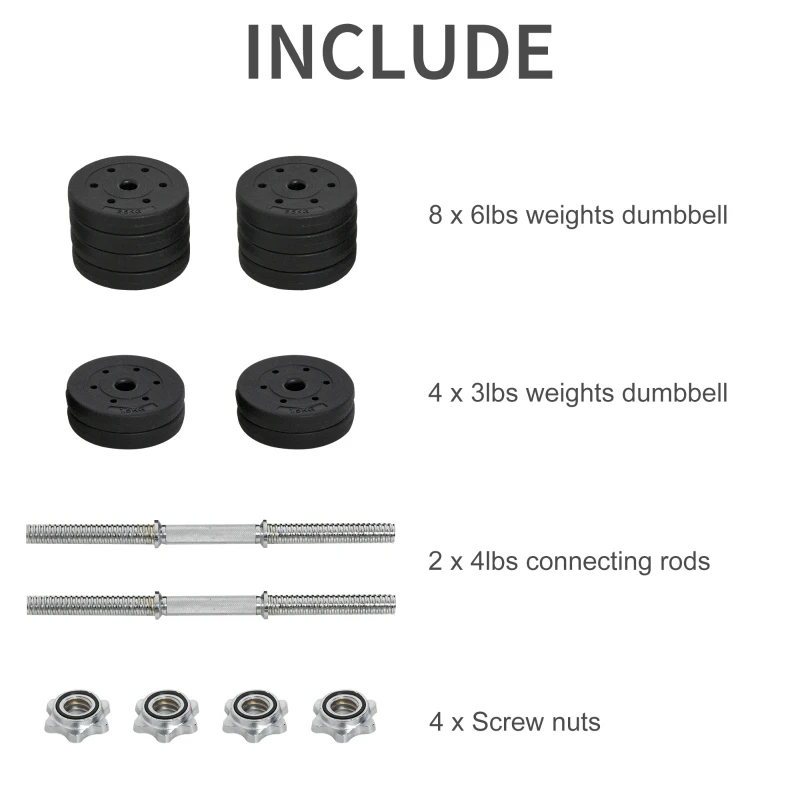 Soozier 66 lbs Adjustable Dumbbell Set for Upper & Lower Body Strength Training