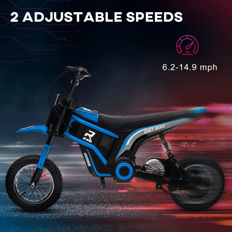 Aosom 24V 350W Electric Dirt Bike Up to 15 MPH w/ Twist Grip Throttle, Blue