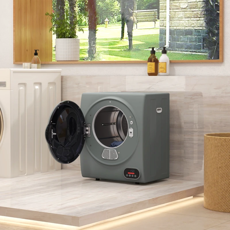 HOMCOM 1.5 cu.ft Portable Compact Clothes Laundry Dryer with Intelligent Drying for Apartments Dorms RVs, 850W, Charcoal Gray