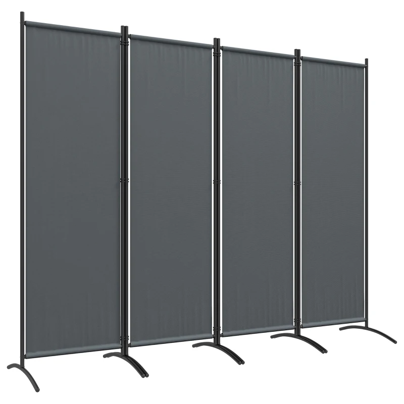 Outsunny Folding Room Divider, Privacy Screen for Patio Backyard Pool Hot Tub, 5.6FT Tall, Dark Grey
