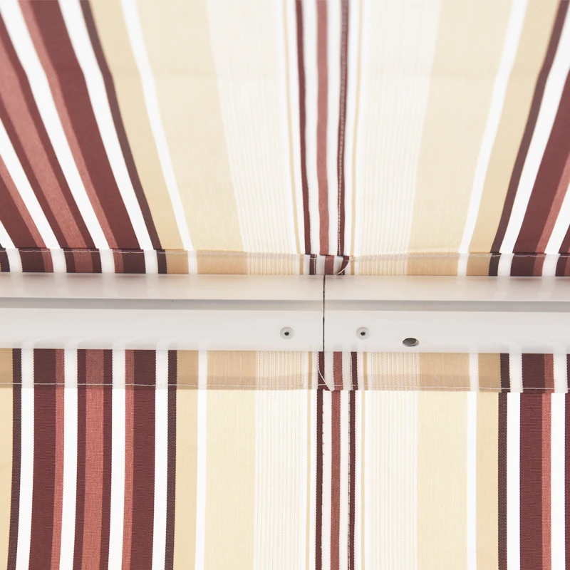 Outsunny 10' x 8' Manual Retractable Awning, Sun Shade Shelter Canopy, with Aluminum Frame and UV Protection for Patio Deck Yard Window Door, Red Stripe