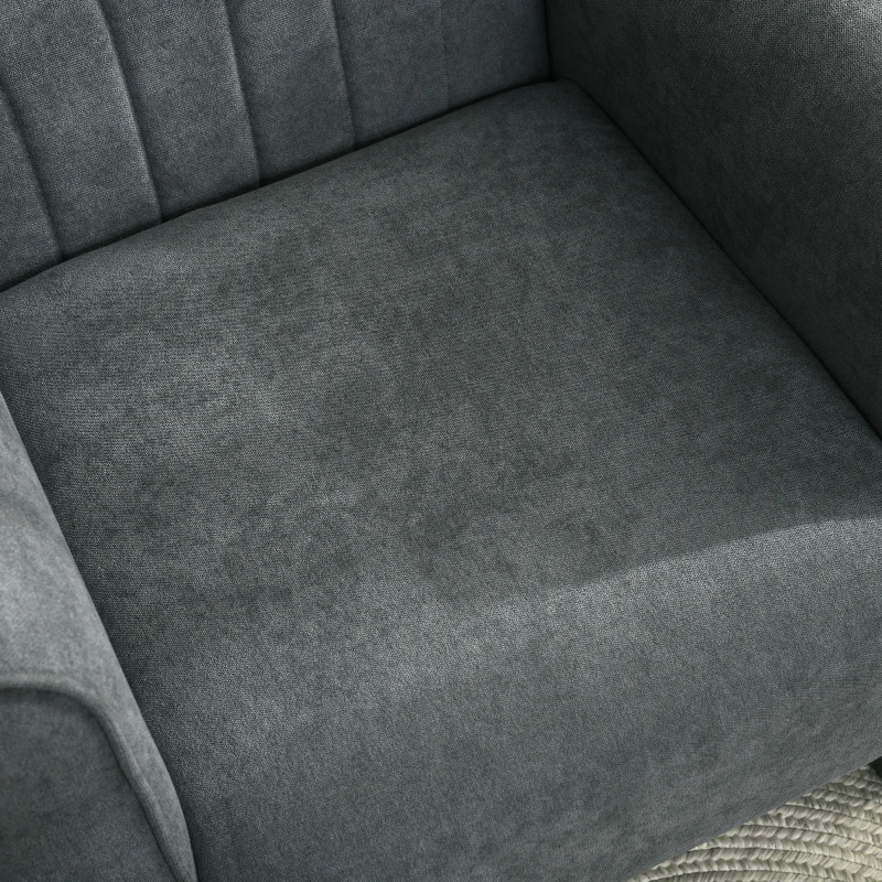 HOMCOM Fabric Accent Chair, Modern Armchair with Wood Legs, Dark Gray