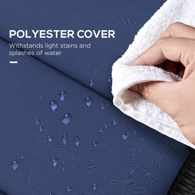 Outsunny Patio Chaise Lounge Chair Cushion Replacement Sun Lounger Pads with Headrest and Ties, Dark Blue